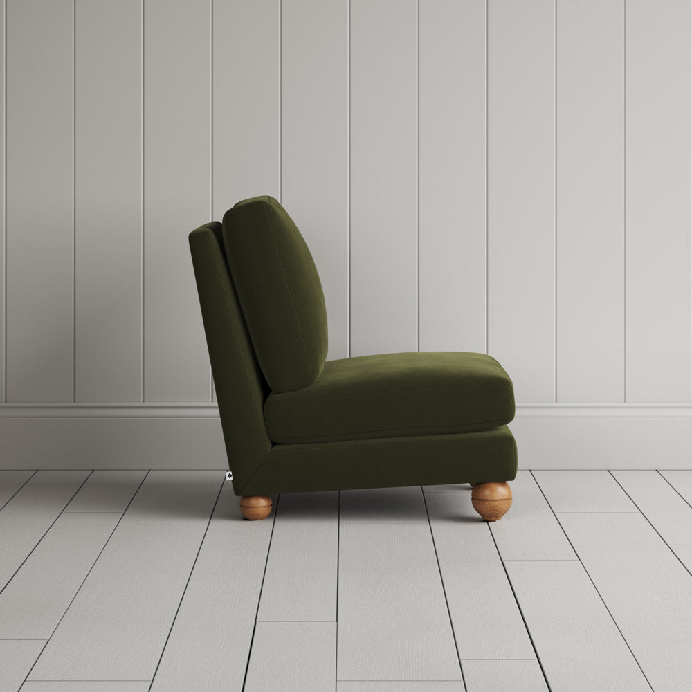 Slipper Armchair in Intelligent Velvet Juniper Side view