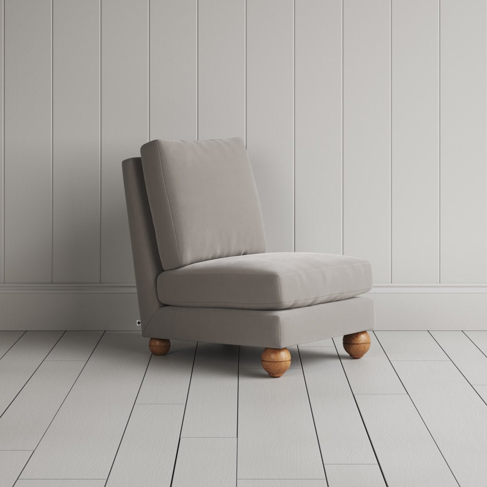 Perch Slipper Armchair in Intelligent Velvet Moonstone