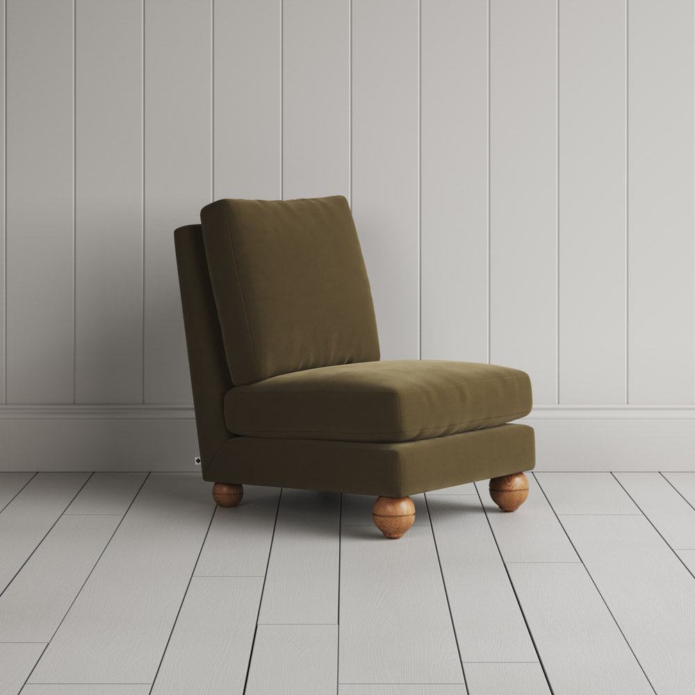 Perch Slipper Armchair in Intelligent Velvet Sepia