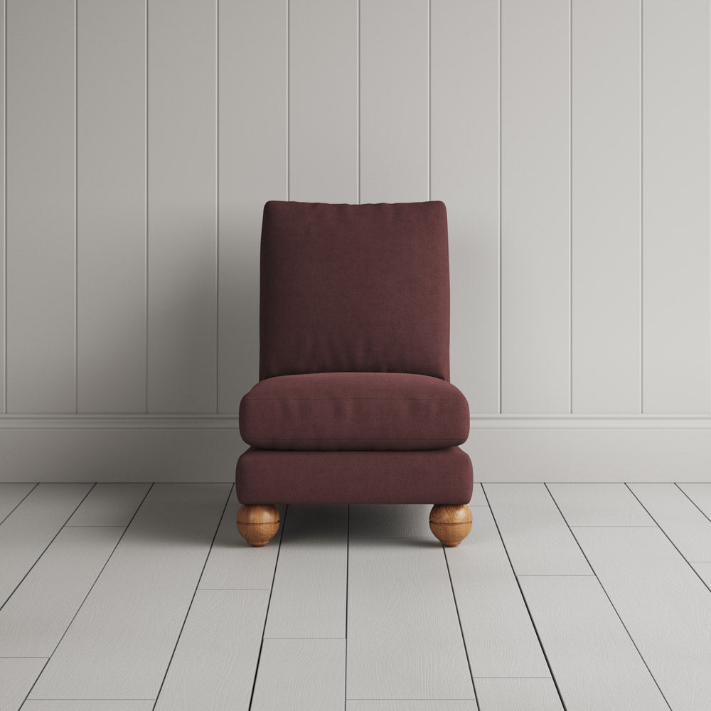 Perch Slipper Armchair in Laidback Linen Damson