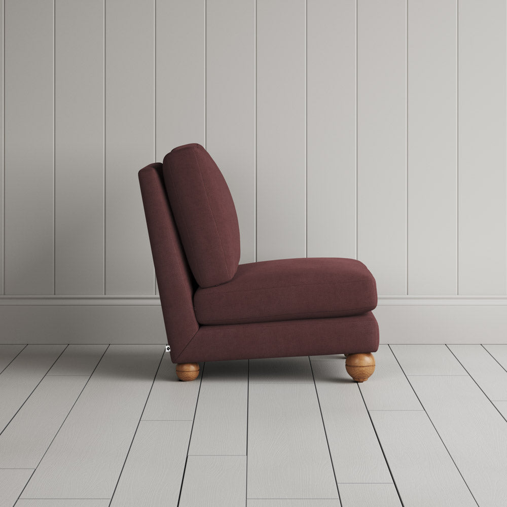 Perch Slipper Armchair in Laidback Linen Damson