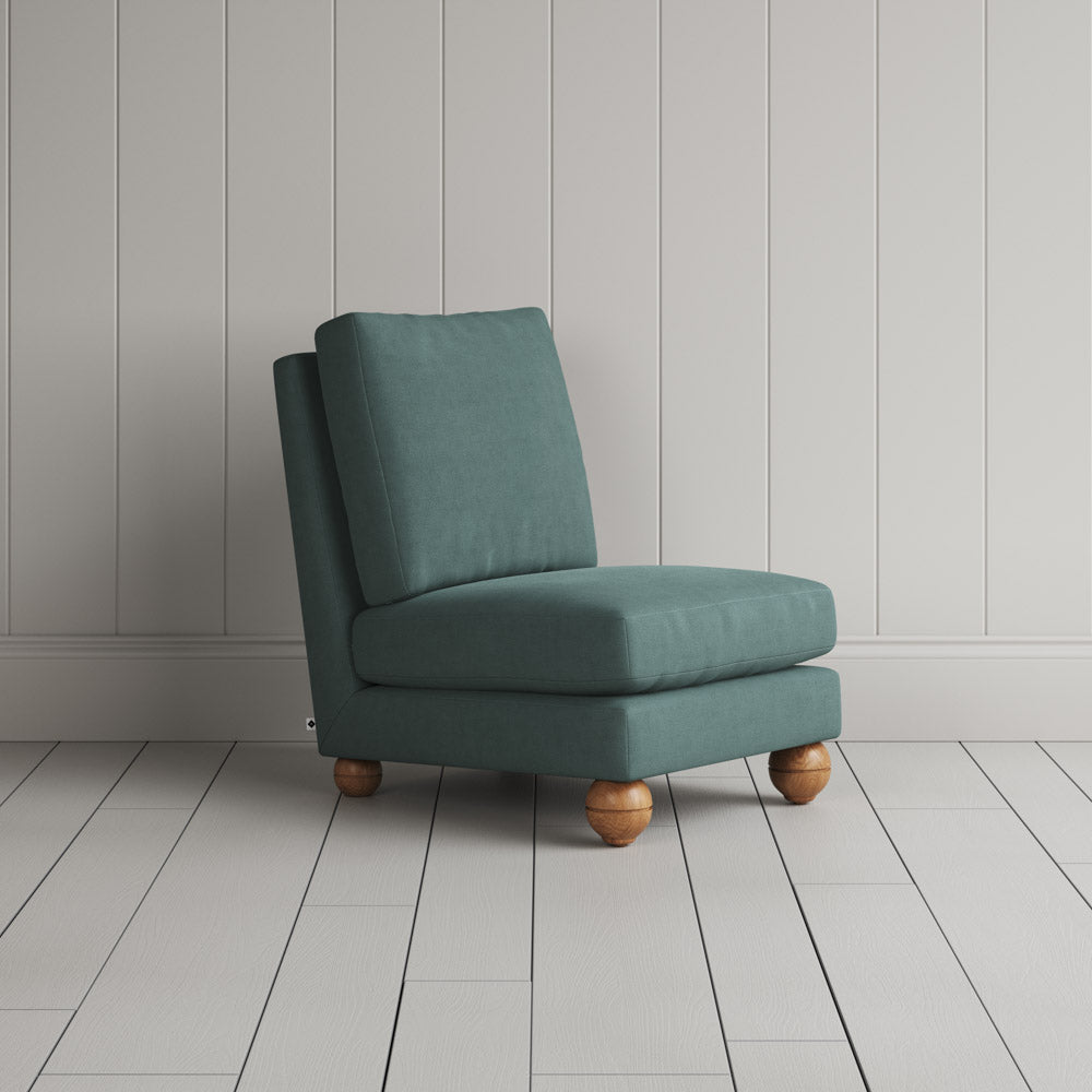 Perch Slipper Armchair in Laidback Linen Mineral angled view