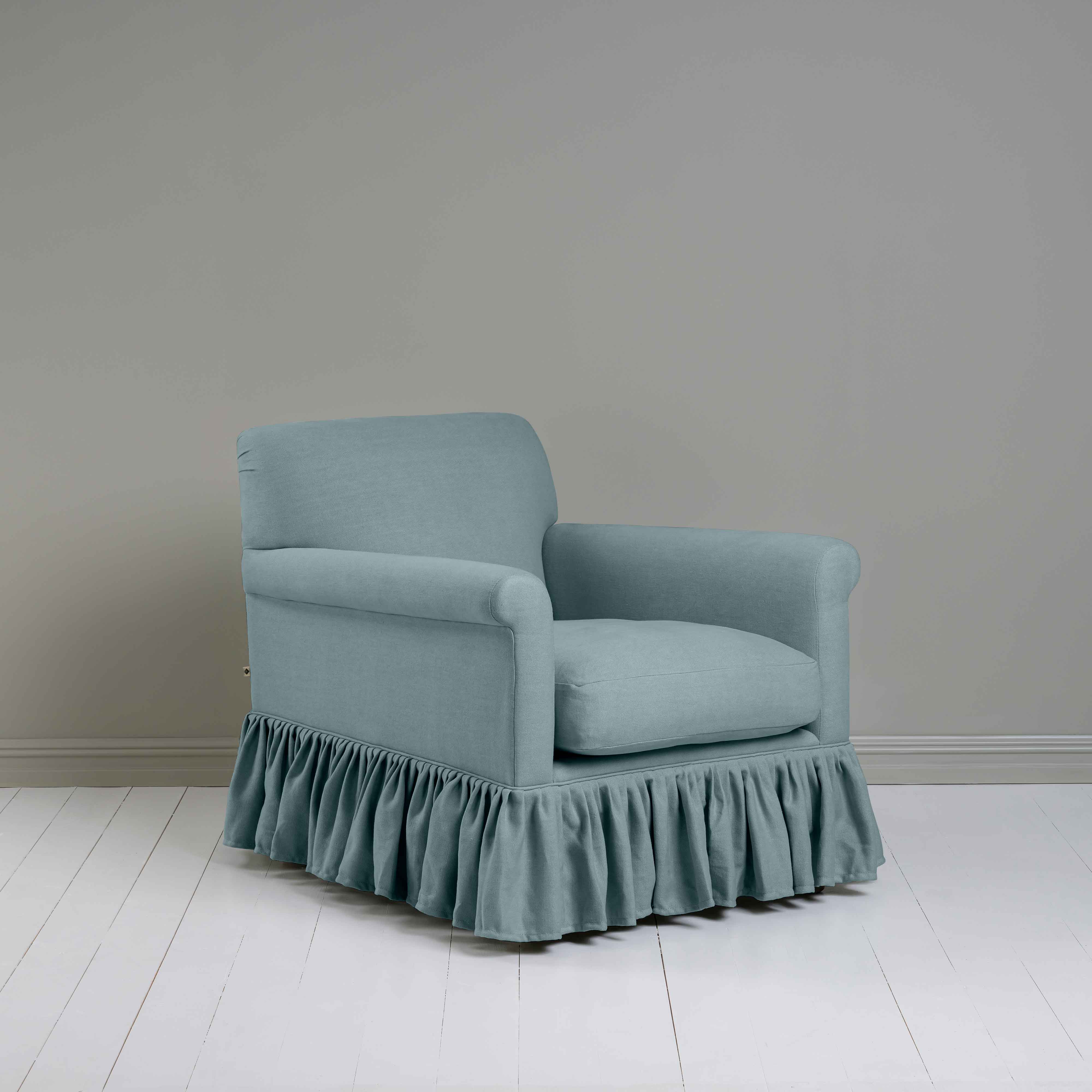 Curtain Call Armchair in Laidback Linen Cerulean - Nicola Harding