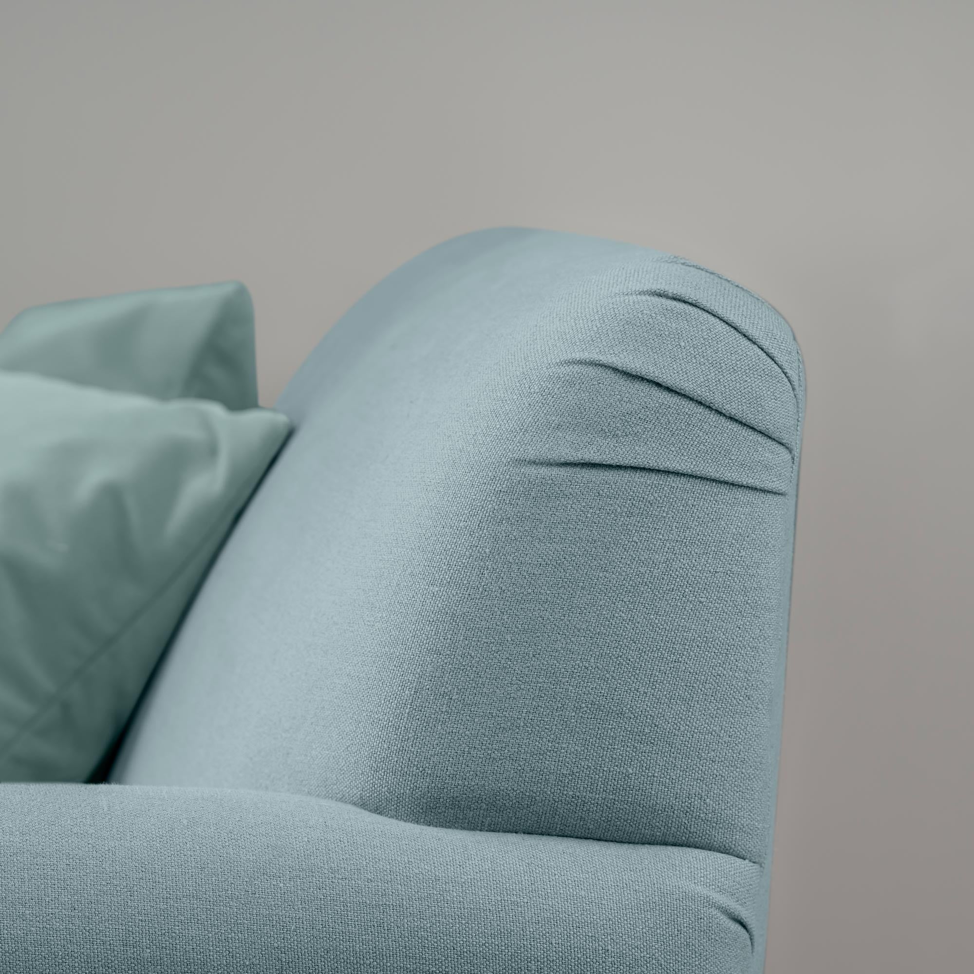 Curtain Call Armchair in Laidback Linen Cerulean, Design Closeup - Nicola Harding