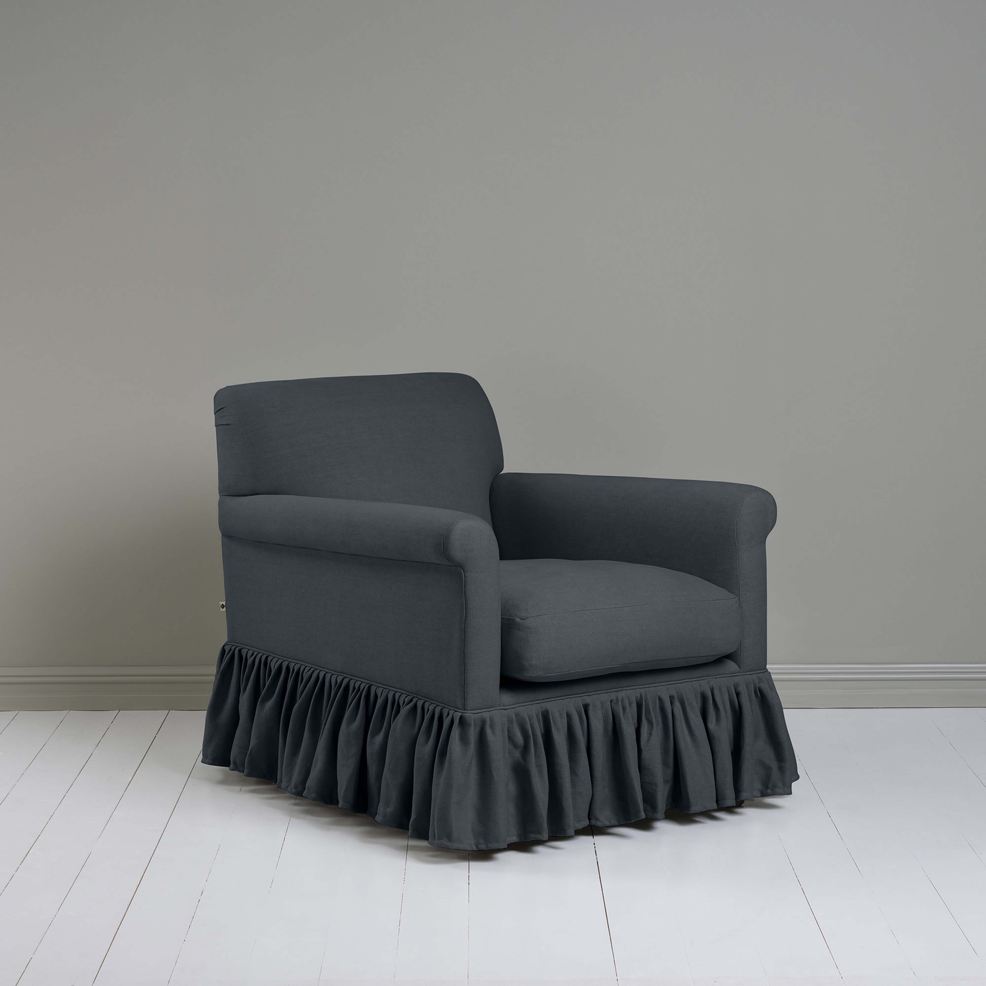 Curtain Call Armchair in Laidback Linen Midnight - Nicola Harding