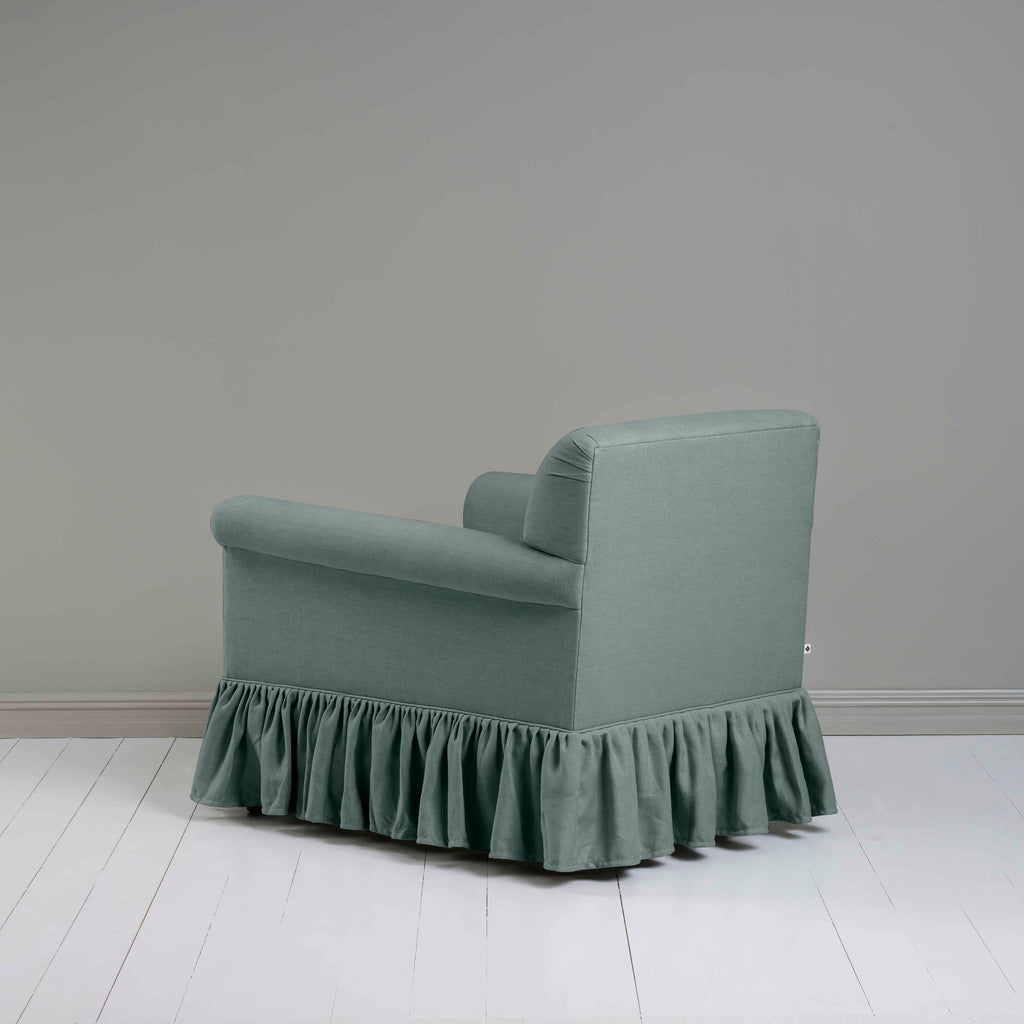 Curtain Call Armchair in Laidback Linen Mineral, Back View - Nicola Harding