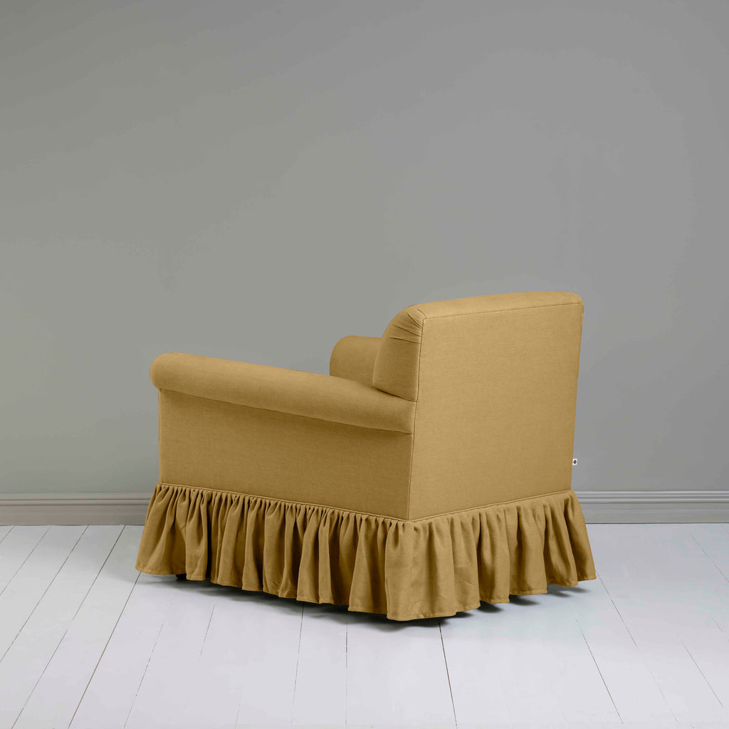 Curtain Call Armchair in Laidback Linen Ochre, Back View - Nicola Harding