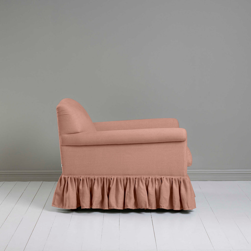 Curtain Call Armchair in Laidback Linen Roseberry, Side View - Nicola Harding
