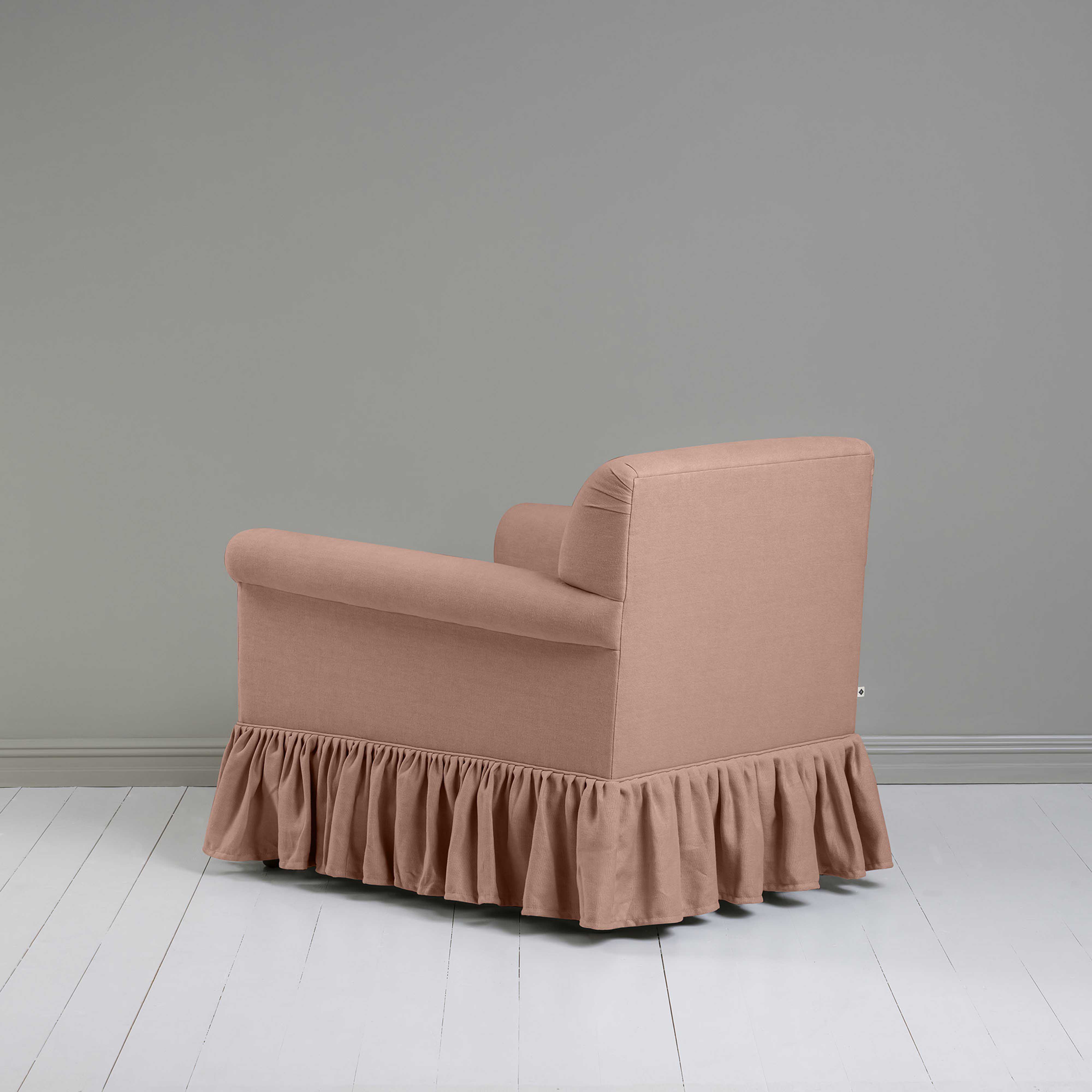 Curtain Call Armchair in Laidback Linen Roseberry, Back View - Nicola Harding