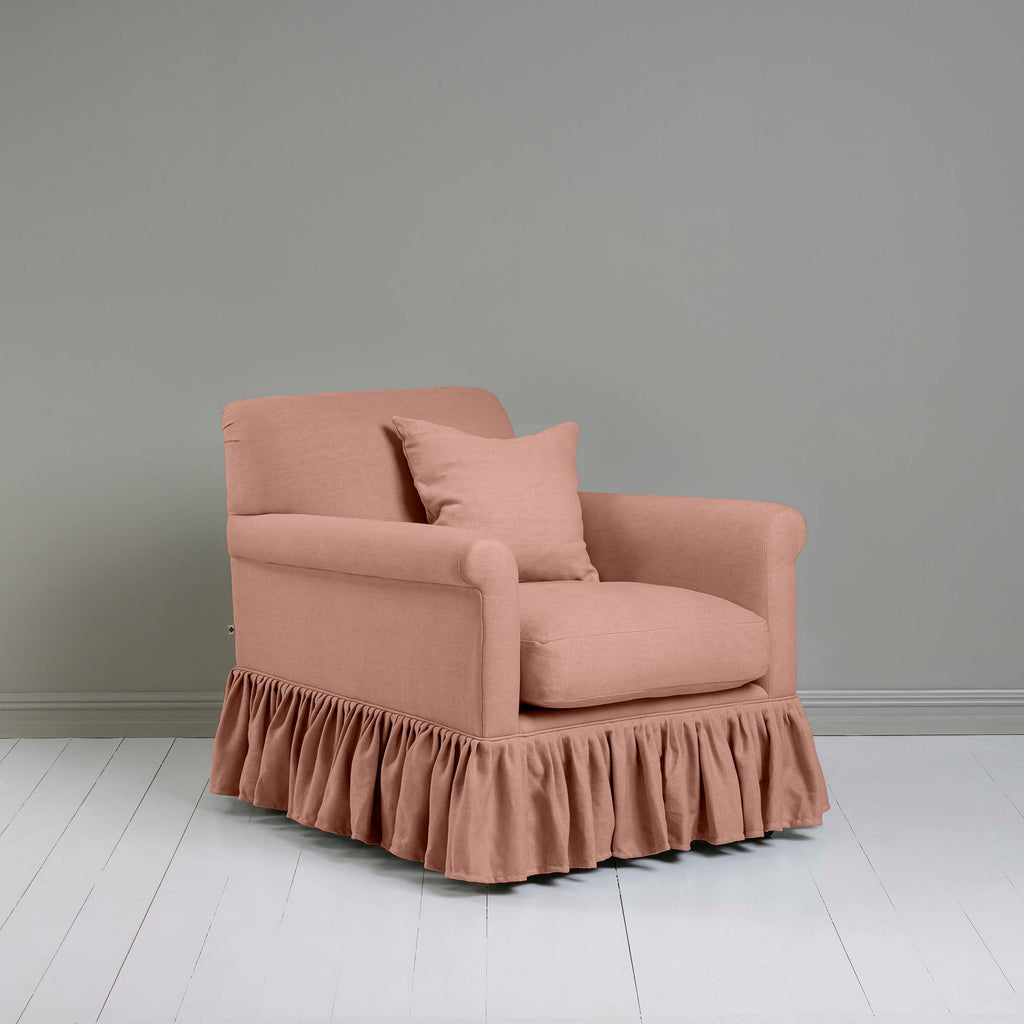 Curtain Call Armchair in Laidback Linen Roseberry, With a Square Cushion - Nicola Harding