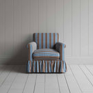 Curtain Call Armchair in Regatta Cotton, Blue, Front View  - Nicola Harding