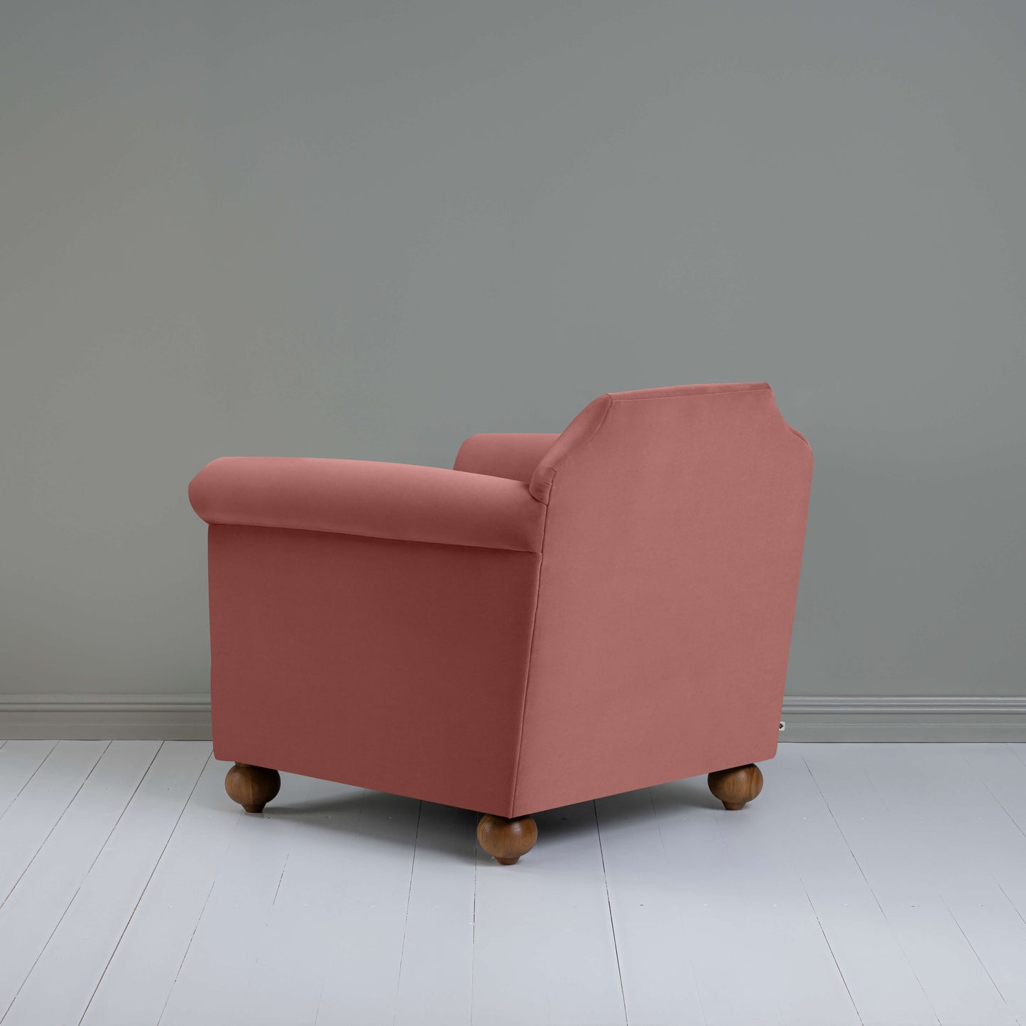 Dolittle Armchair in Intelligent Velvet Damson, Back View - Nicola Harding