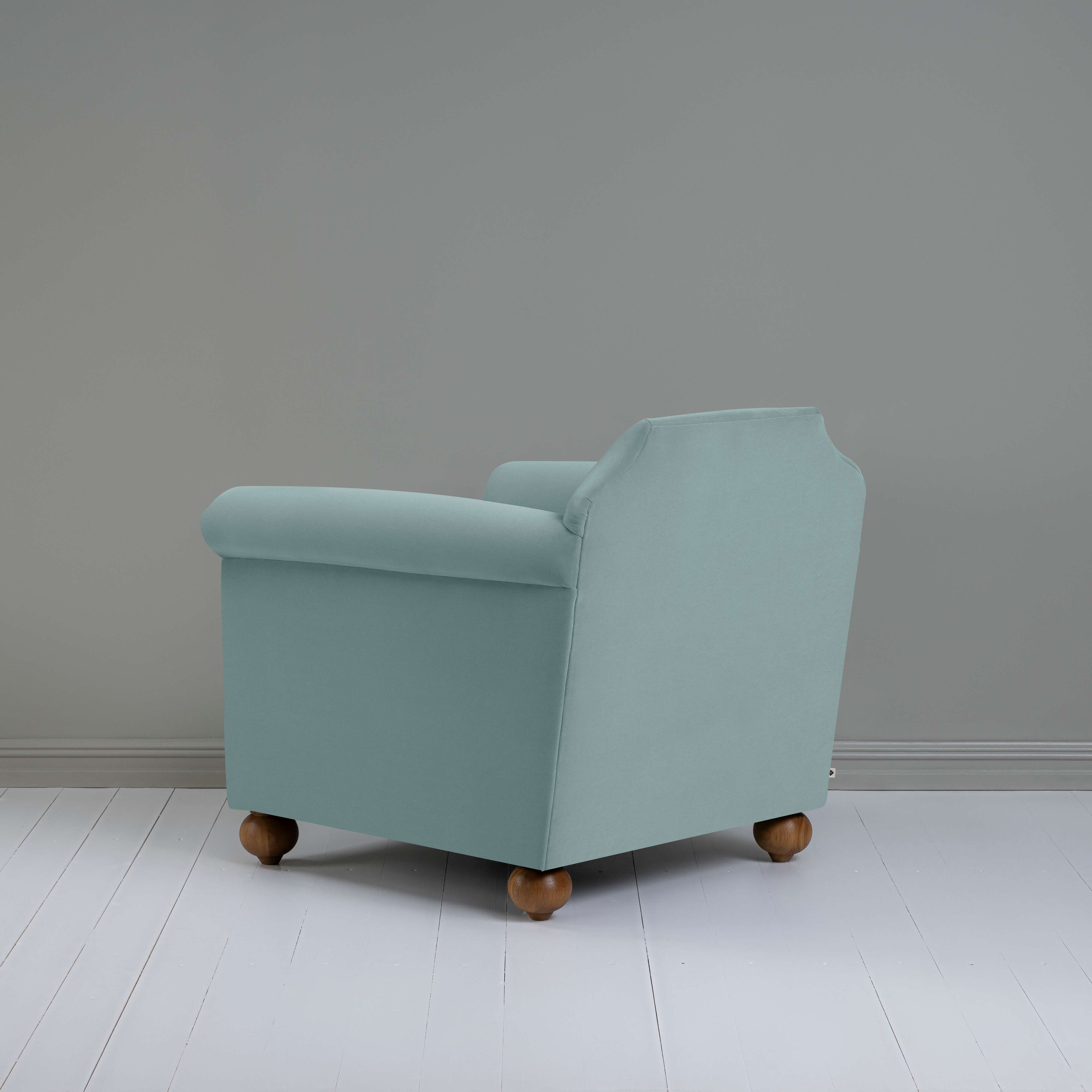 Dolittle Armchair in Intelligent Velvet Mineral, Back View - Nicola Harding