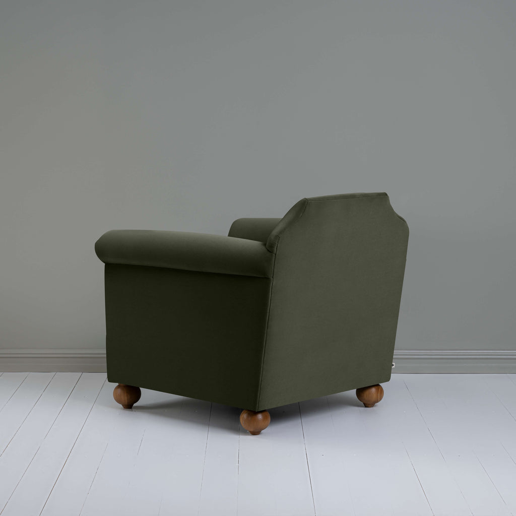 Dolittle Armchair in Intelligent Velvet Seaweed, Back View - Nicola Harding