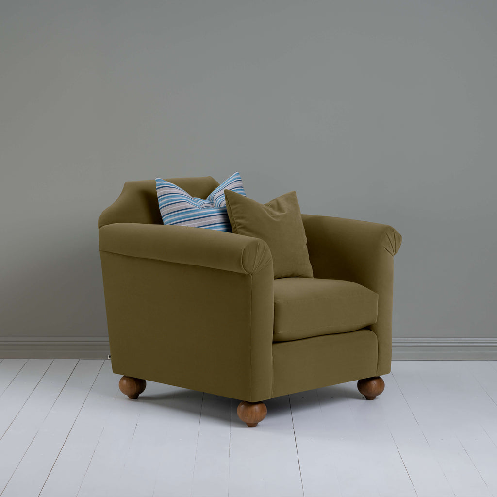 Dolittle Armchair in Intelligent Velvet Sepia, With 2 Special NiX Square Cushions - Nicola Harding