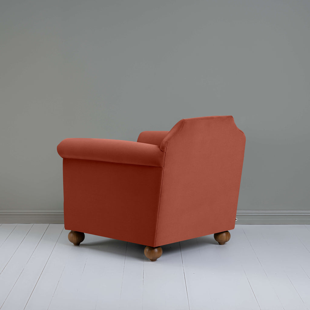 Dolittle Armchair in Intelligent Velvet Sienna, Back View - Nicola Harding