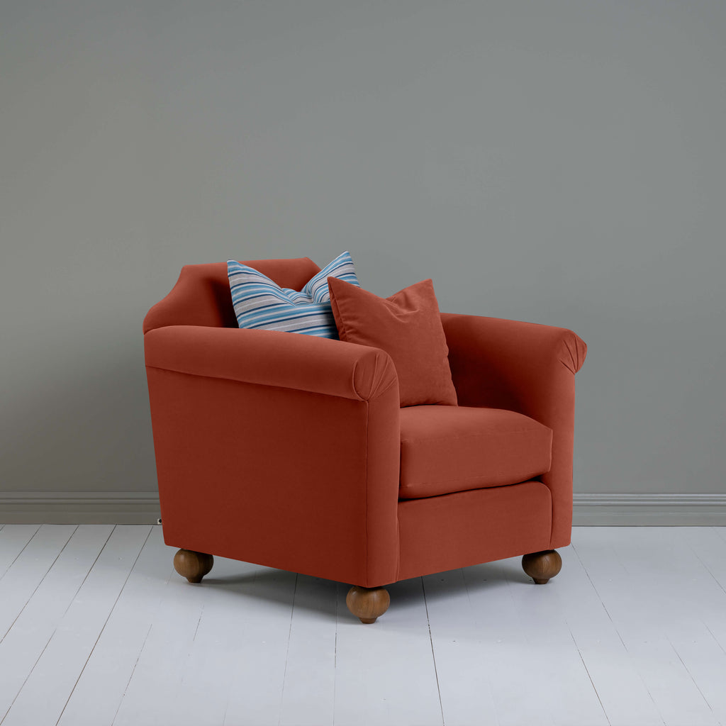 Dolittle Armchair in Intelligent Velvet Sienna, With 2 NiX Special Cushions - Nicola Harding
