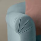 Dolittle Armchair in Laidback Linen Cerulean, Arm Design Closeup - Nicola Harding