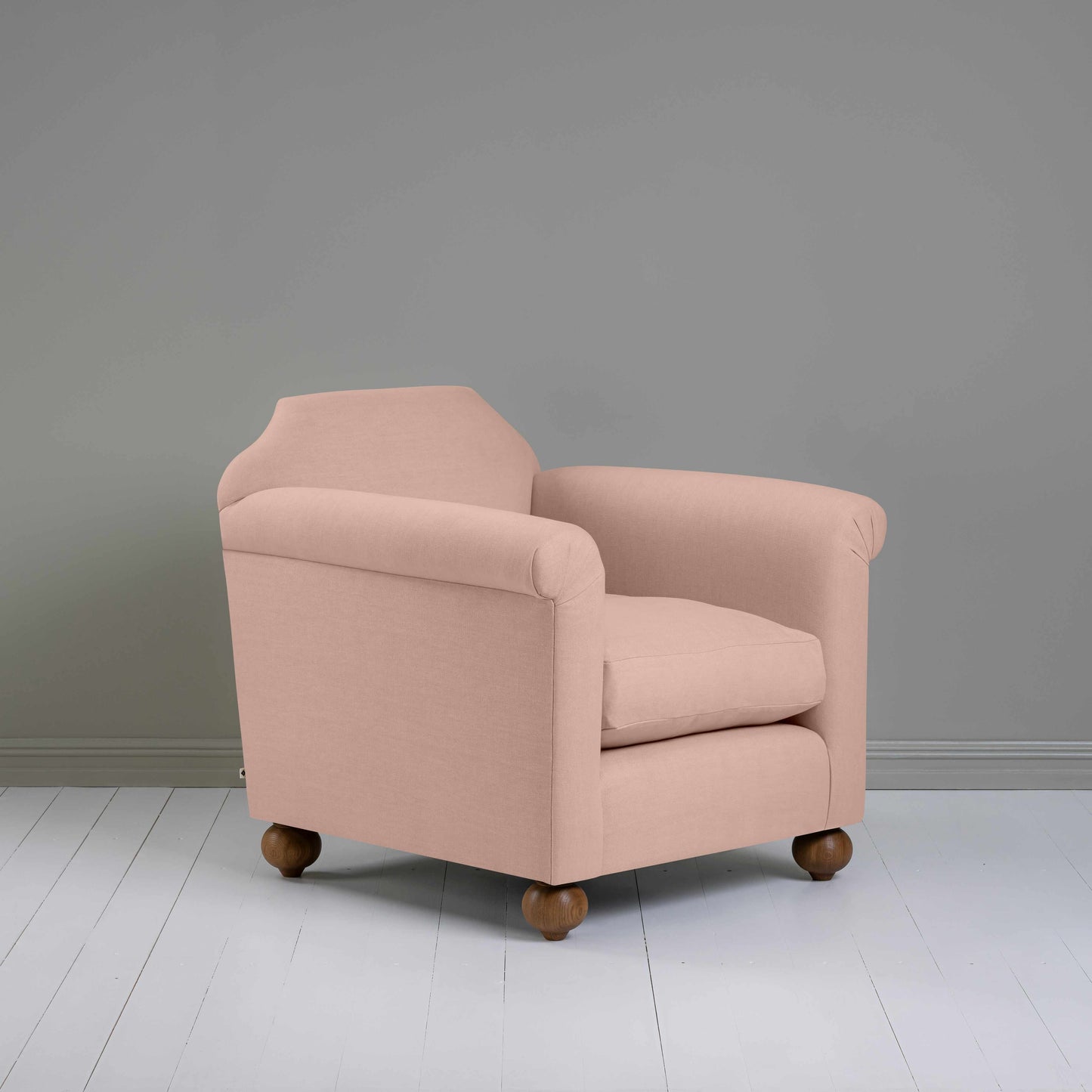 Dolittle Armchair in Laidback Linen Dusky Pink