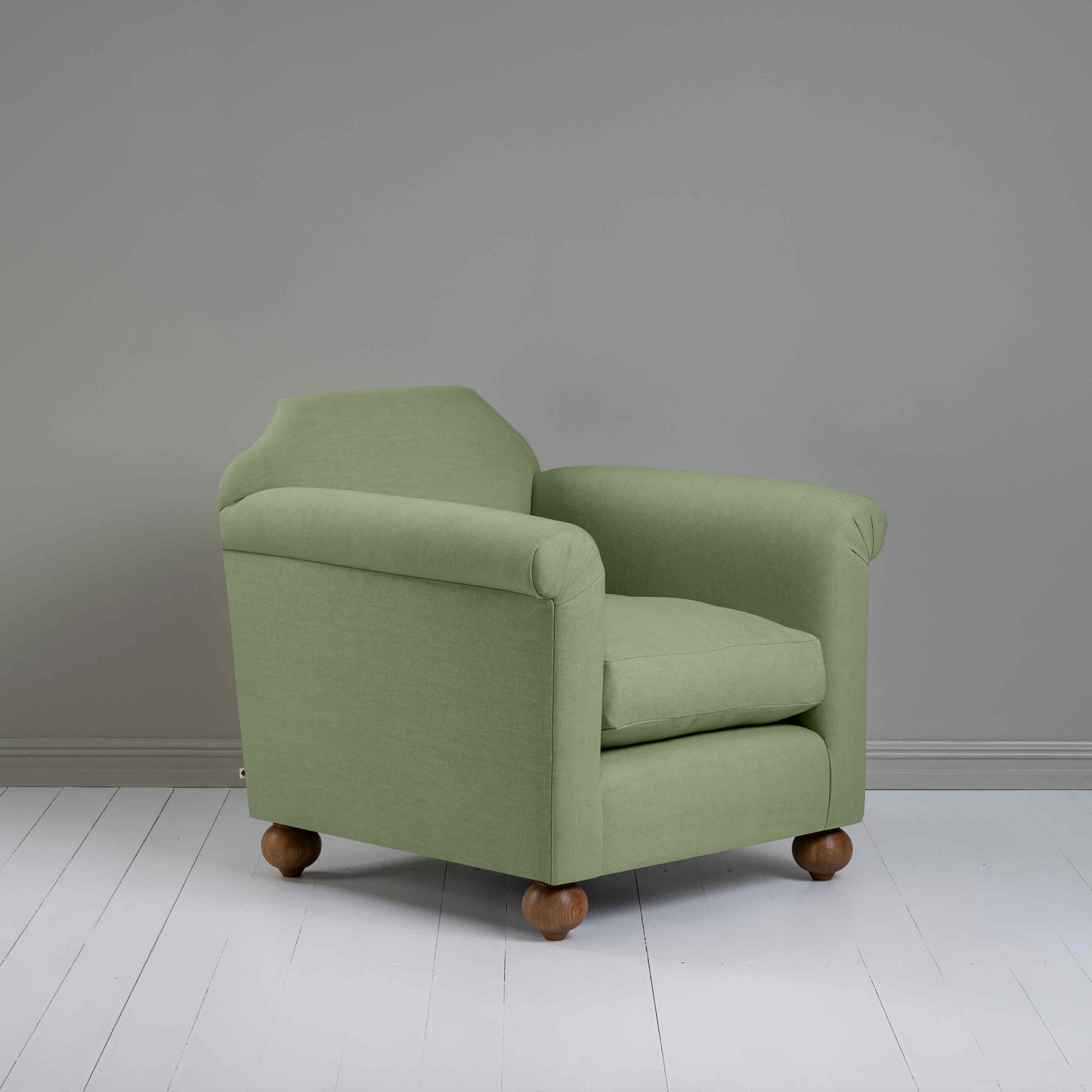 Dolittle Armchair in Laidback Linen Moss - Nicola Harding