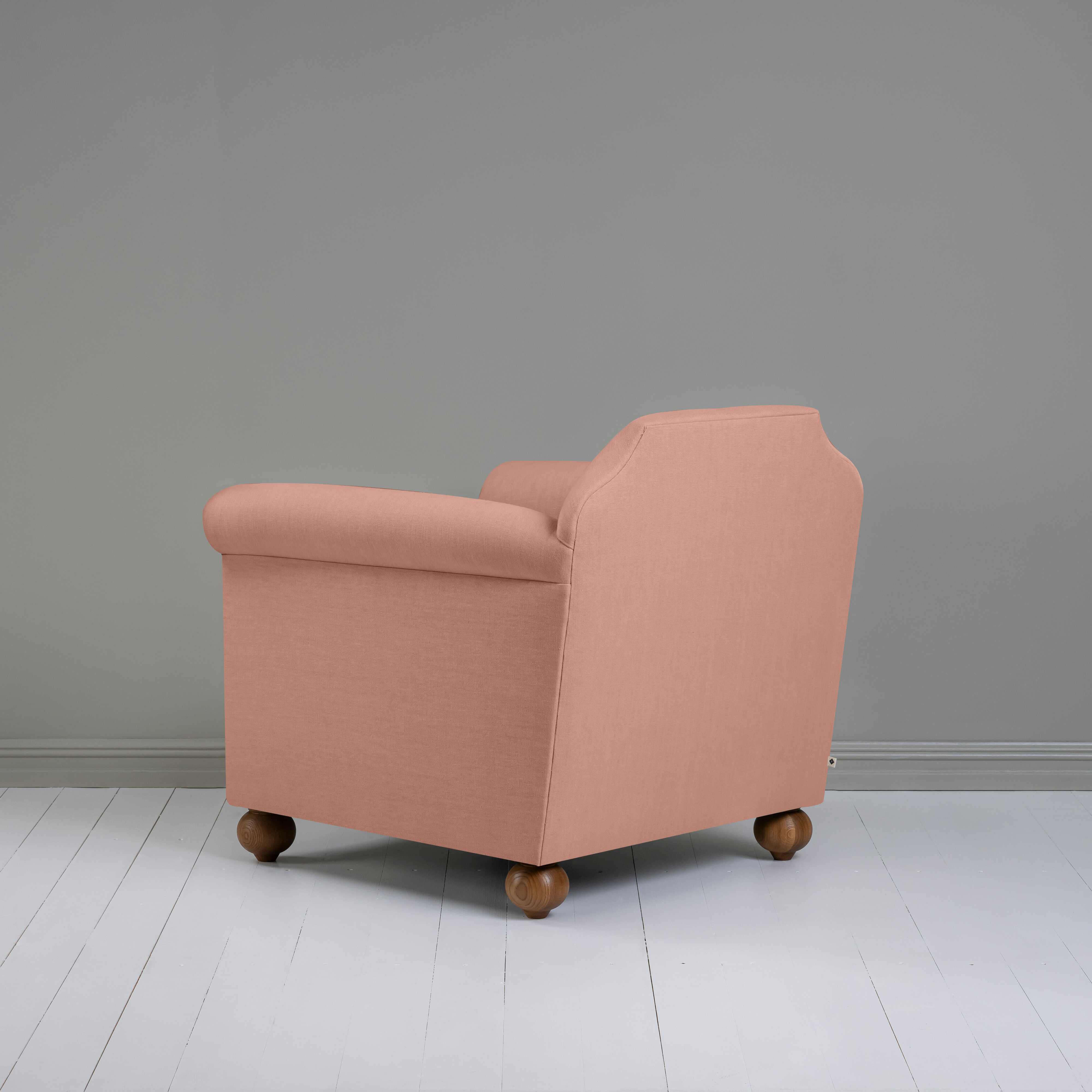 Dolittle Armchair in Laidback Linen Roseberry, Back View - Nicola Harding