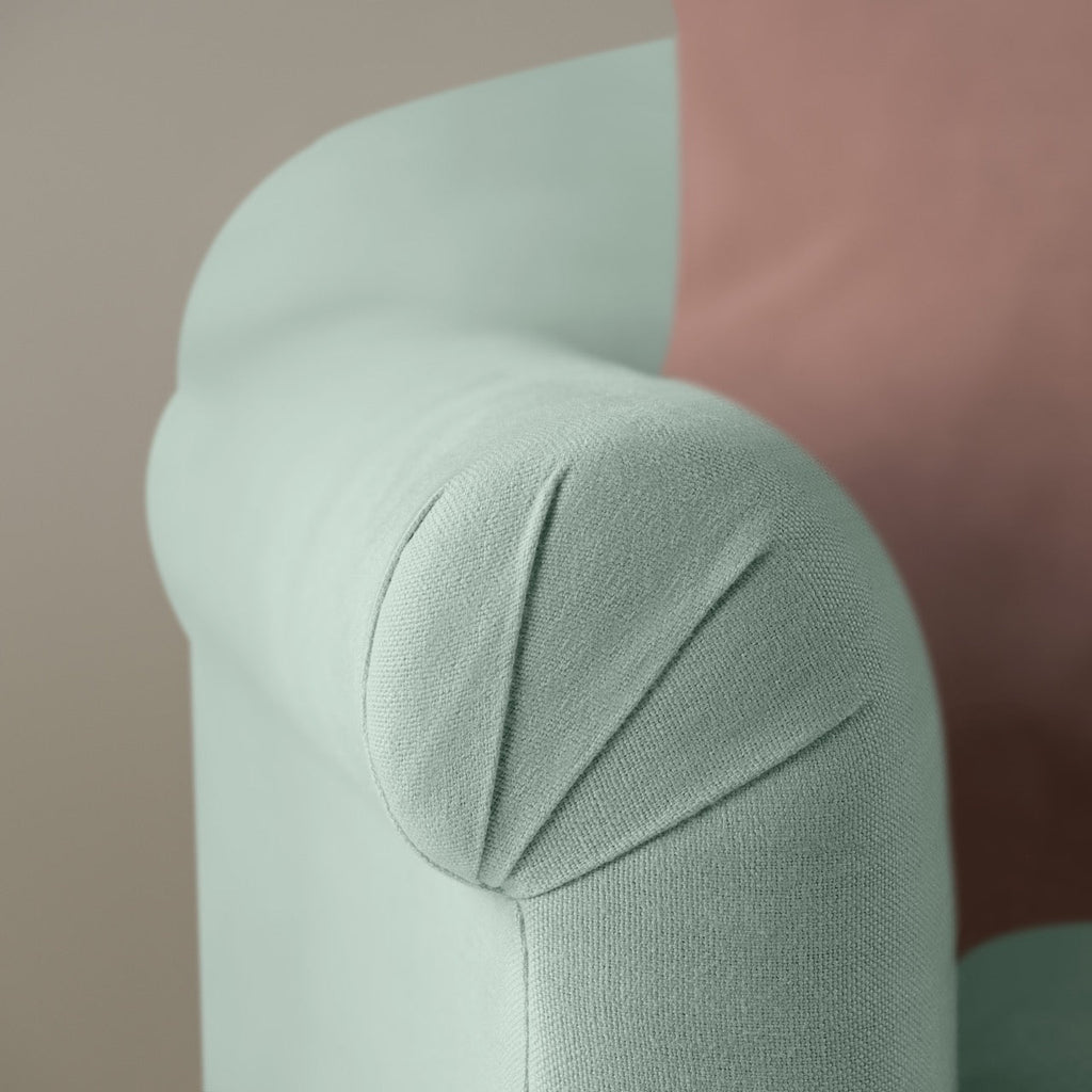Dolittle Armchair in Laidback Linen Sky, Arm Design Closeup - Nicola Harding