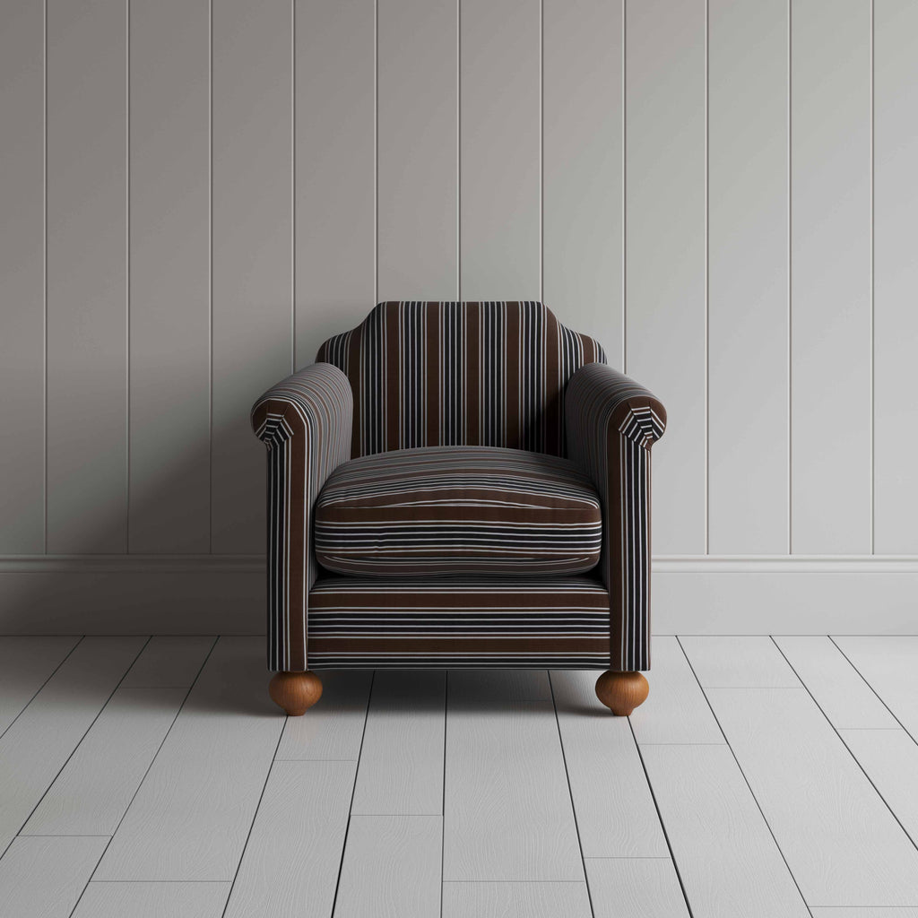 Dolittle Armchair in Regatta Cotton, Charcoal, Front View - Nicola Harding