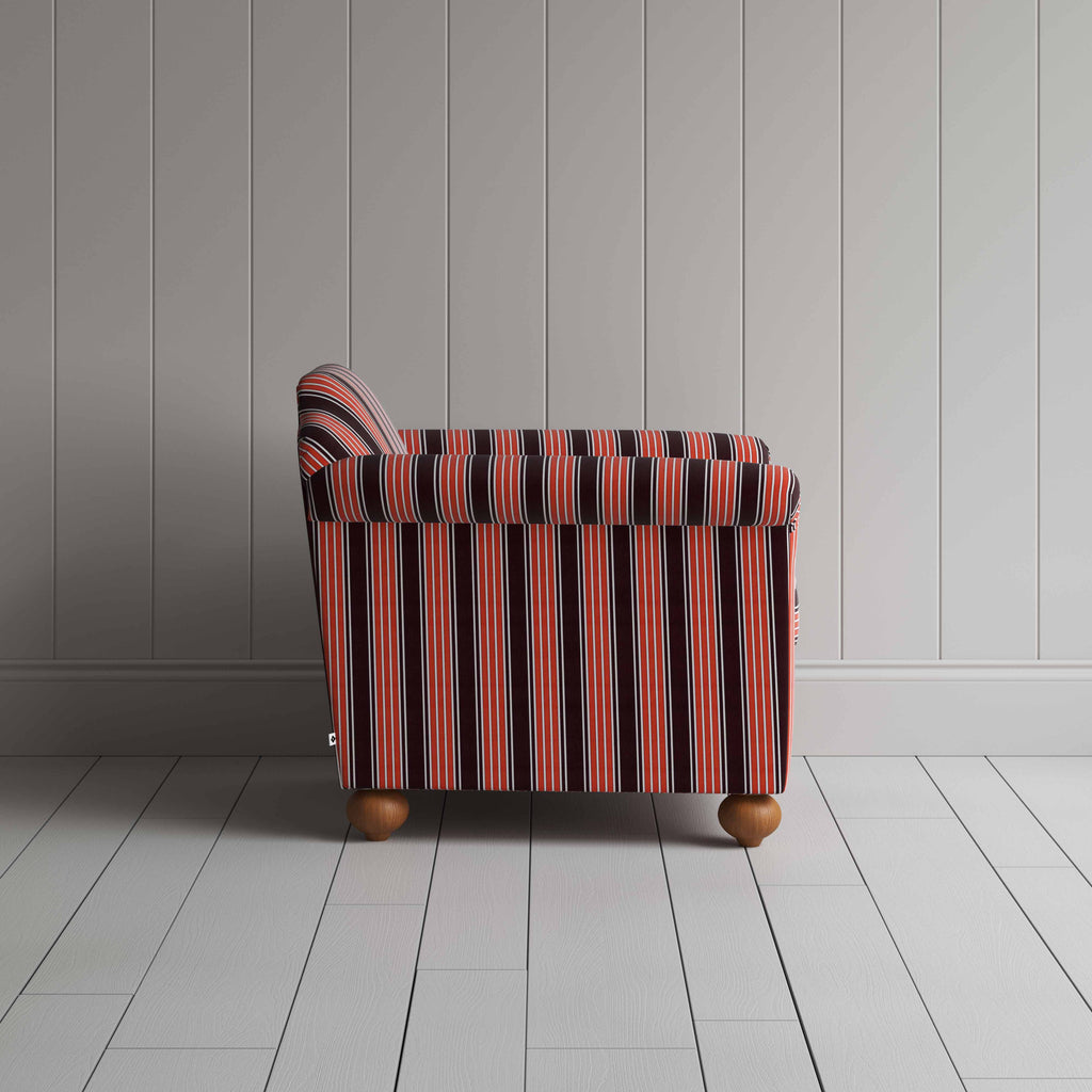 Dolittle Armchair in Regatta Cotton, Flame, Side View - Nicola Harding