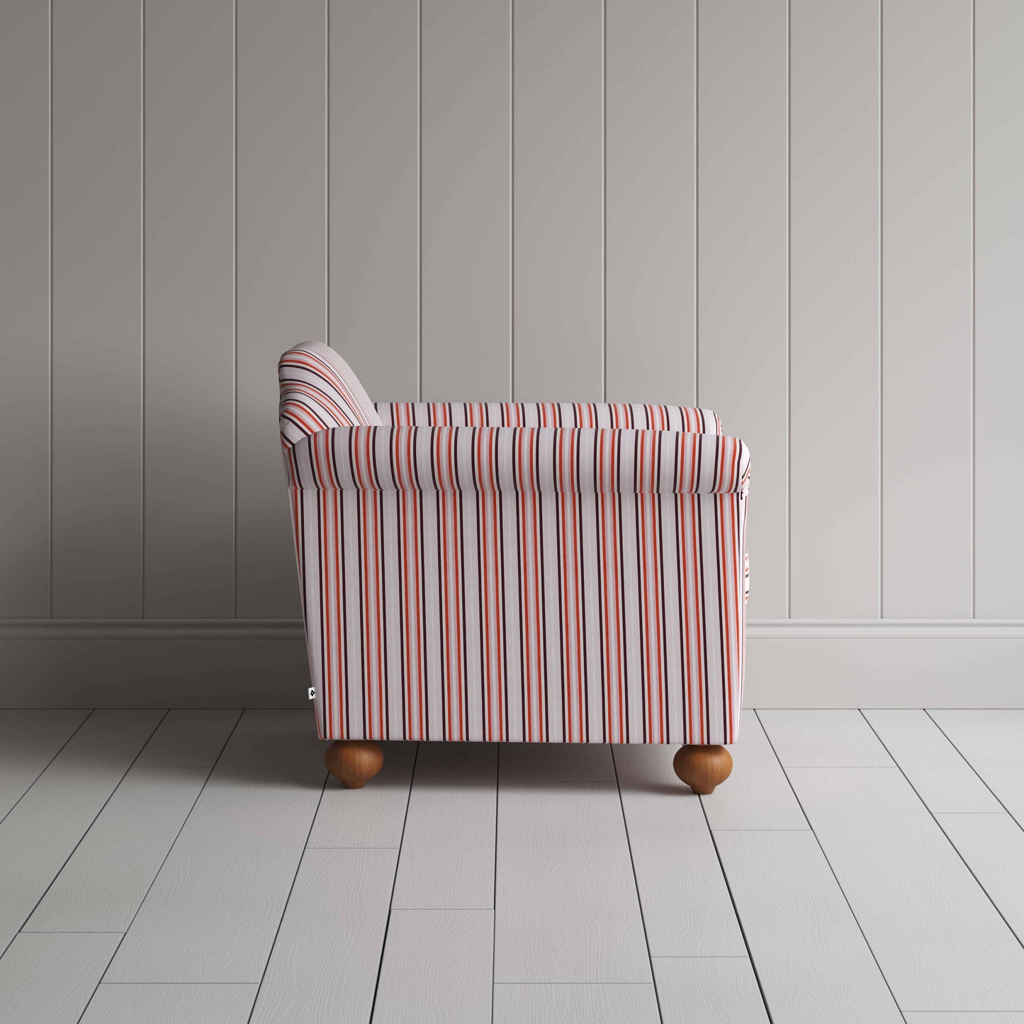 Dolittle Armchair in Slow Lane Cotton Linen, Berry, Side View - Nicola Harding