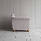 Dolittle Armchair in Ticking Cotton, Berry, Side View - Nicola Harding
