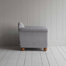 Dolittle Armchair in Ticking Cotton, Blue Brown, Side View - Nicola Harding