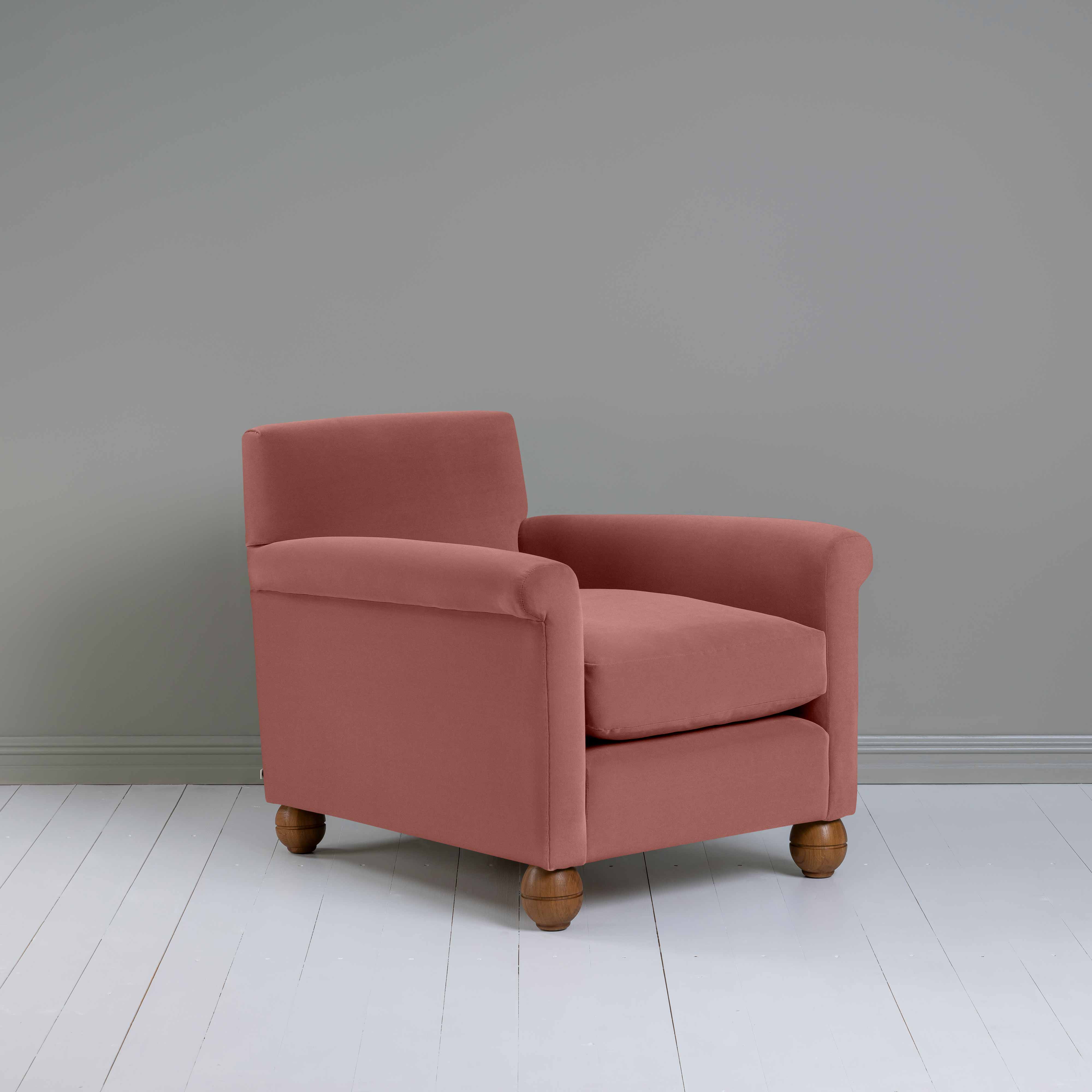 Idler Armchair in Intelligent Velvet Damson - Nicola Harding