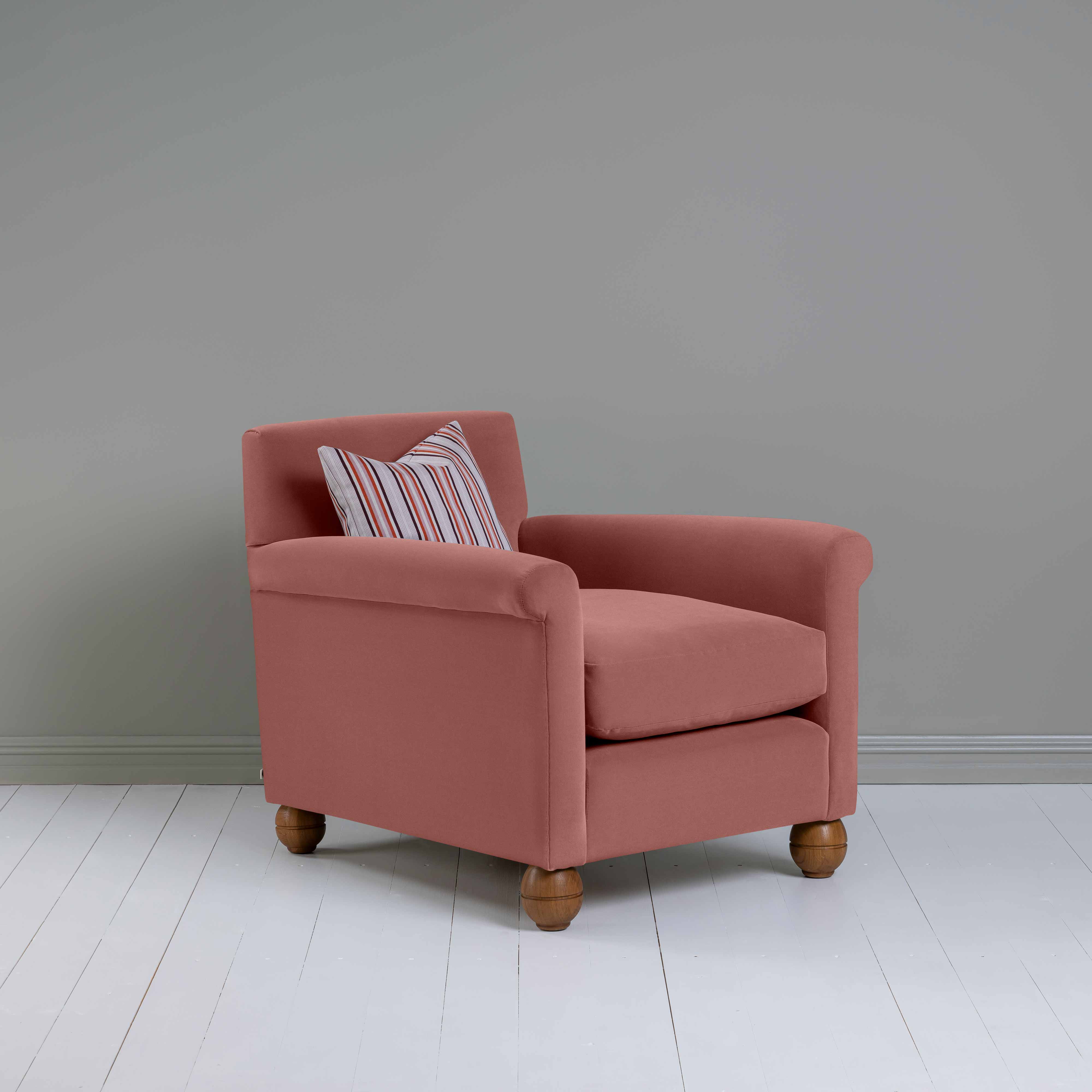 Idler Armchair in Intelligent Velvet Damson - Nicola Harding