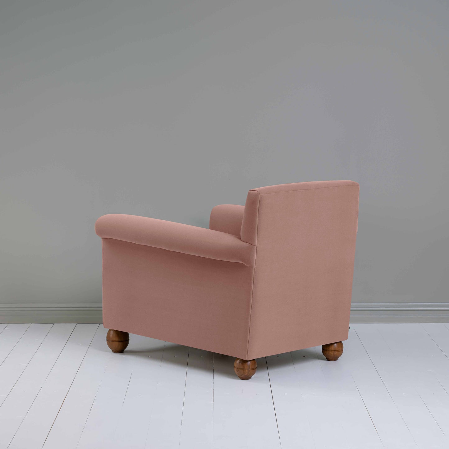 Idler Armchair in Intelligent Velvet Dusky Pink - Nicola Harding