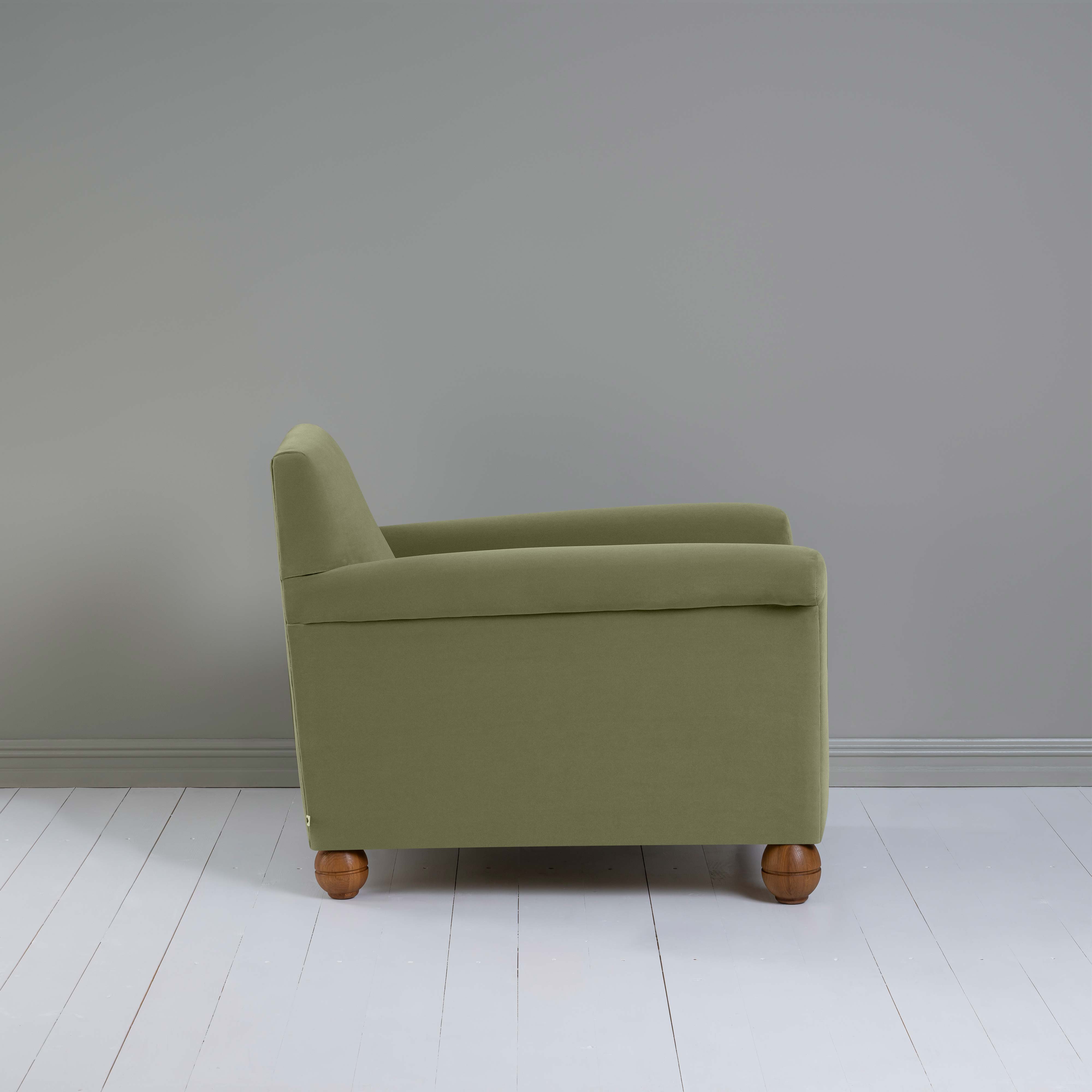Idler Armchair in Intelligent Velvet Green Tea - Nicola Harding