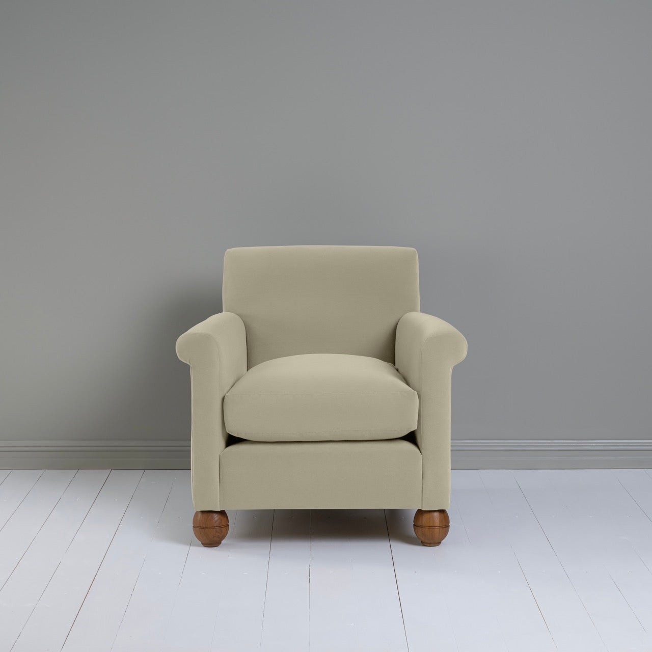 Idler Armchair in Intelligent Velvet Moonstone - Nicola Harding