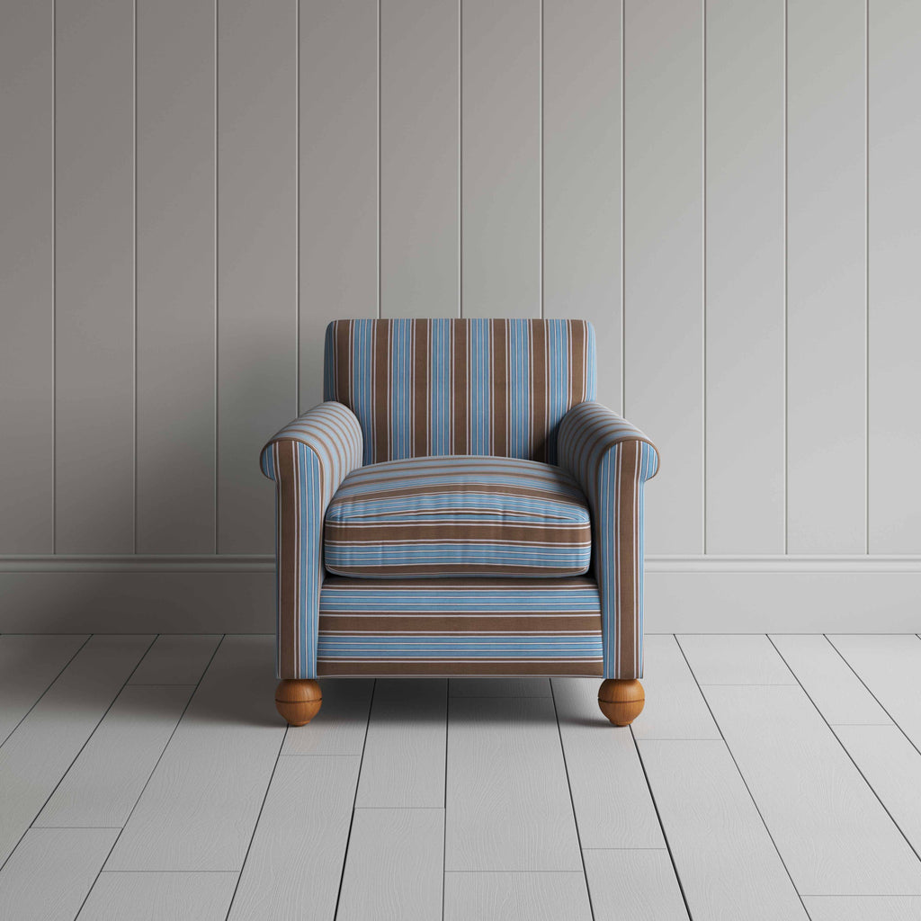 Idler Armchair in Regatta Cotton, Blue - Nicola Harding