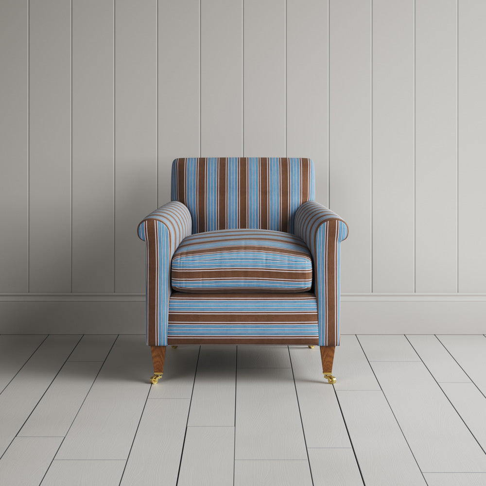 Idler Armchair in Regatta Cotton, Blue - Nicola Harding