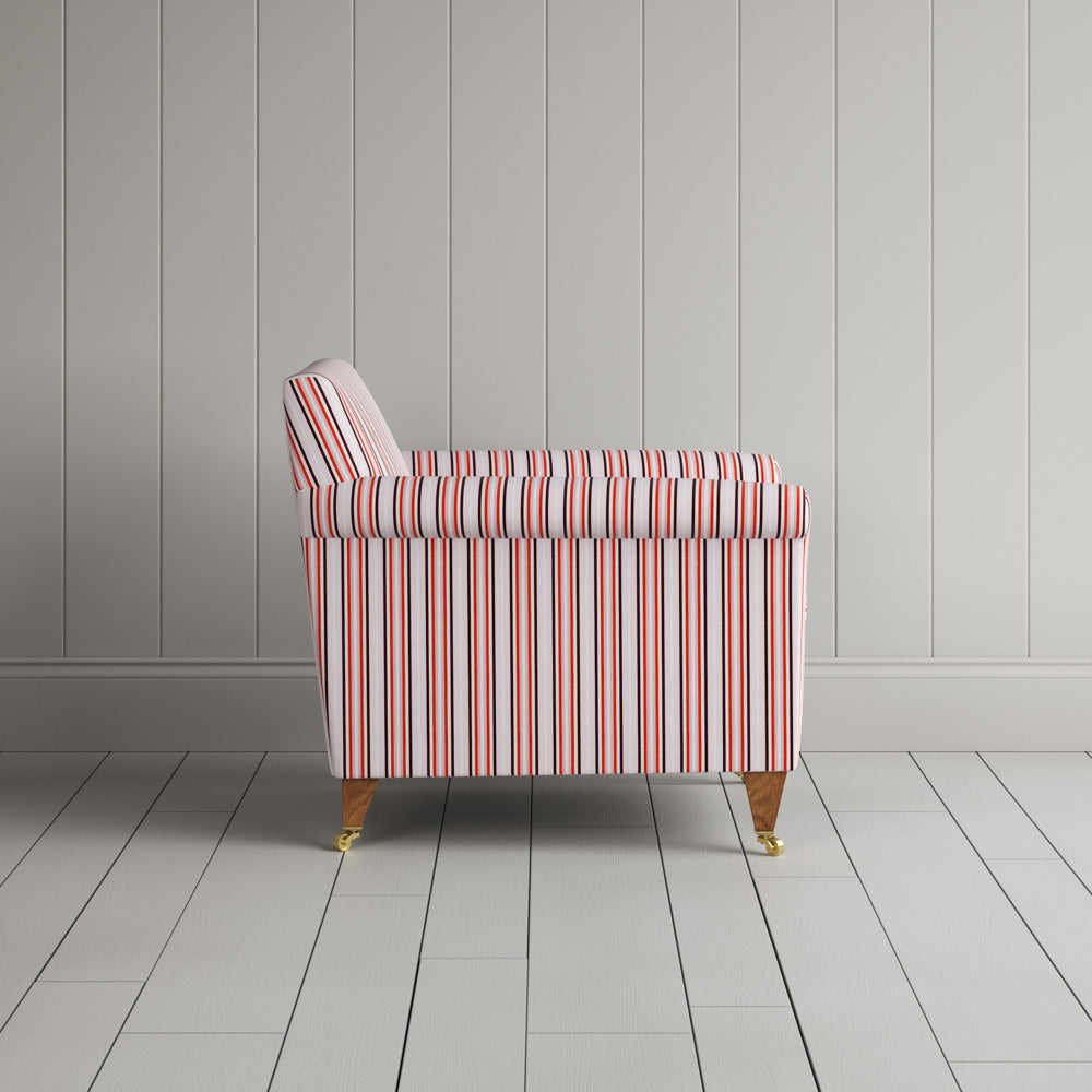Idler Armchair in Slow Lane Cotton Linen, Berry - Nicola Harding