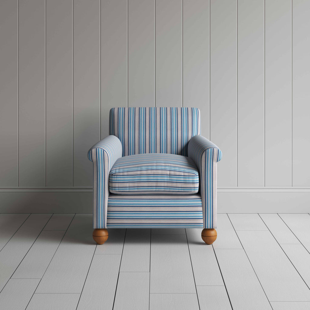 Idler Armchair in Slow Lane Cotton Linen, Blue - Nicola Harding