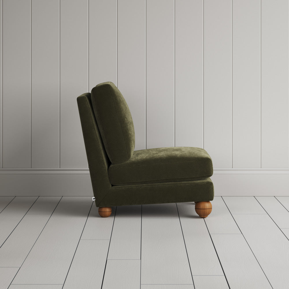 Perch Armchair classic corduroy caper, side view by NiX.
