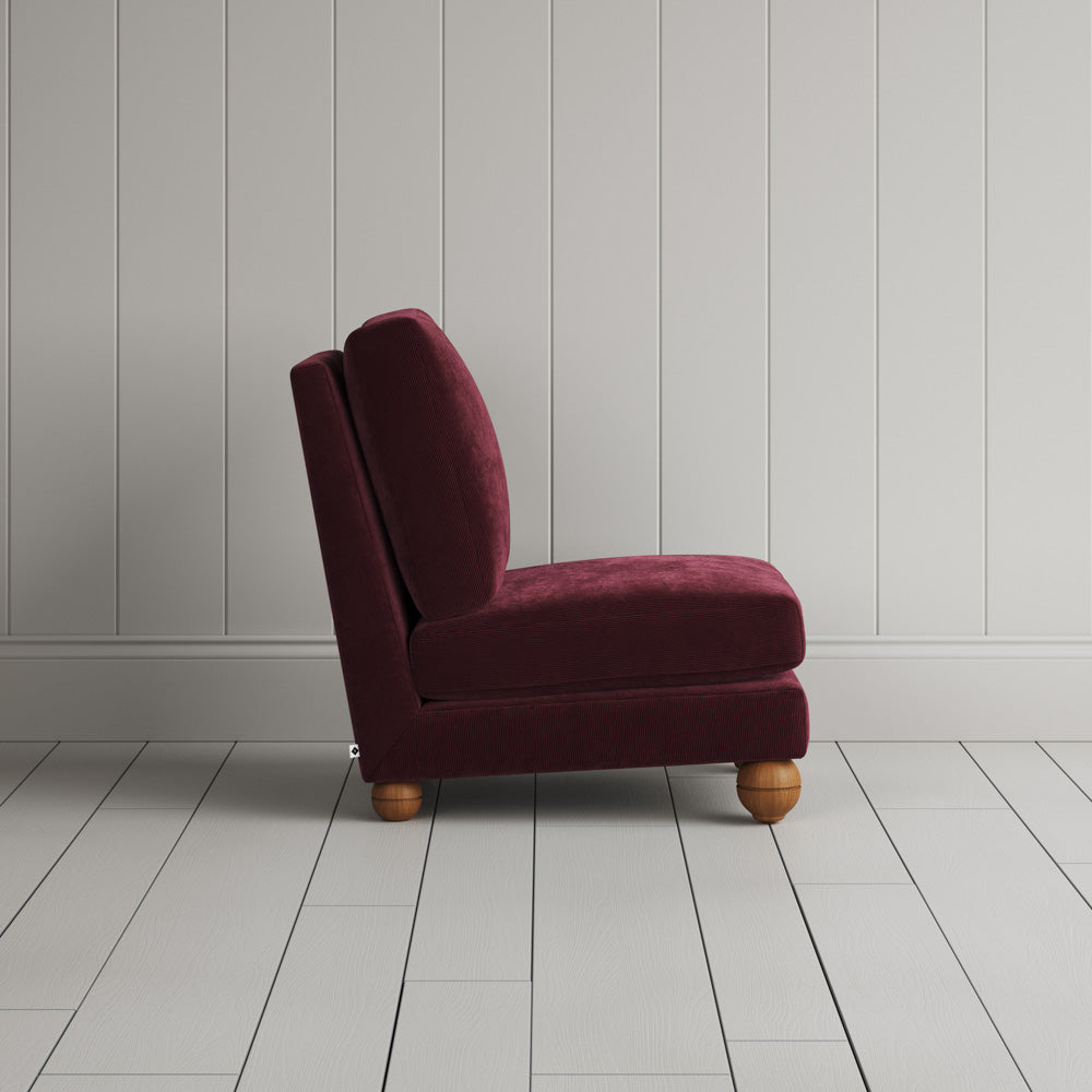 Perch Armchair classic corduroy cherry, side view by NiX.