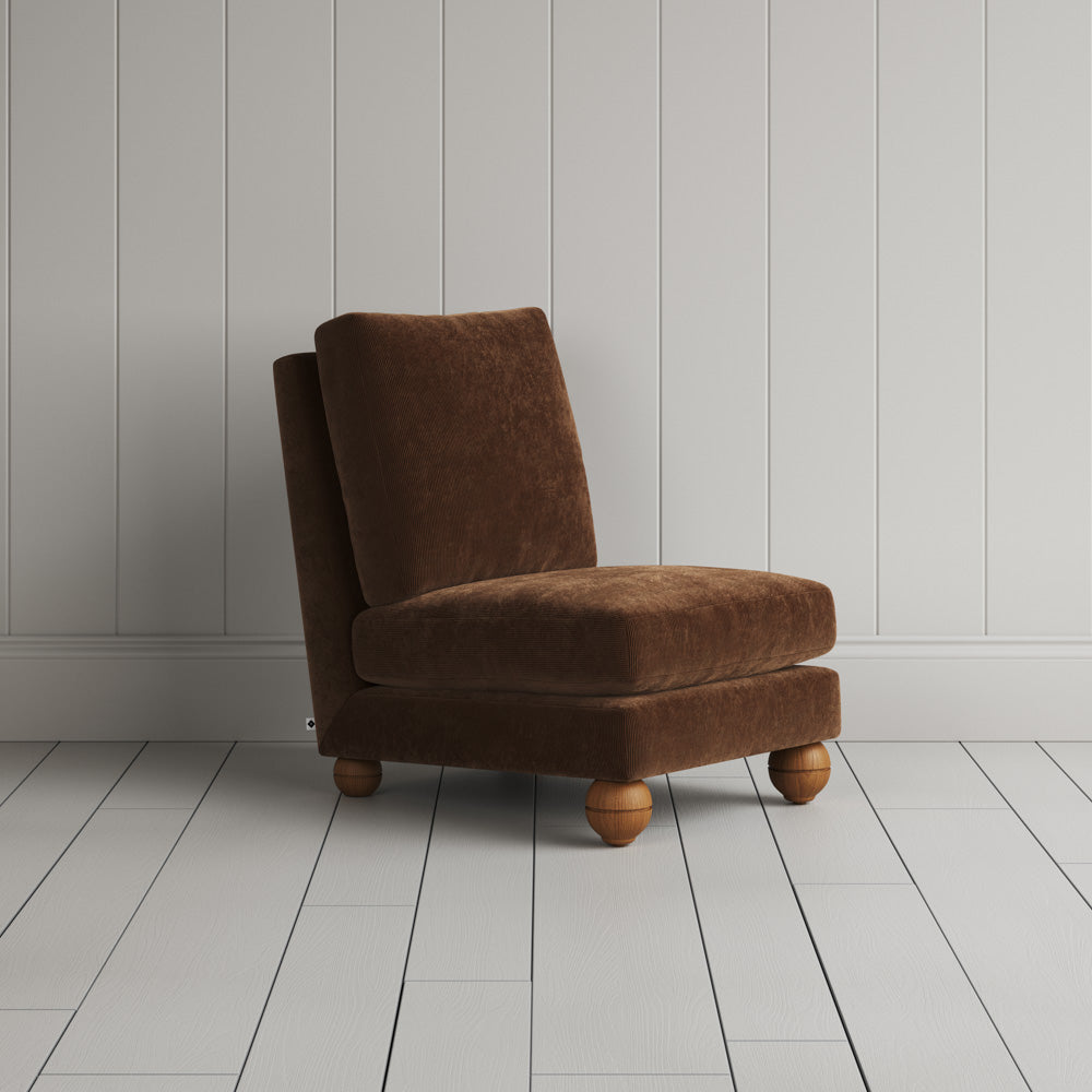 Perch Armchair in Tobacco Classic Corduroy, a compact British handmade slipper chair by NiX