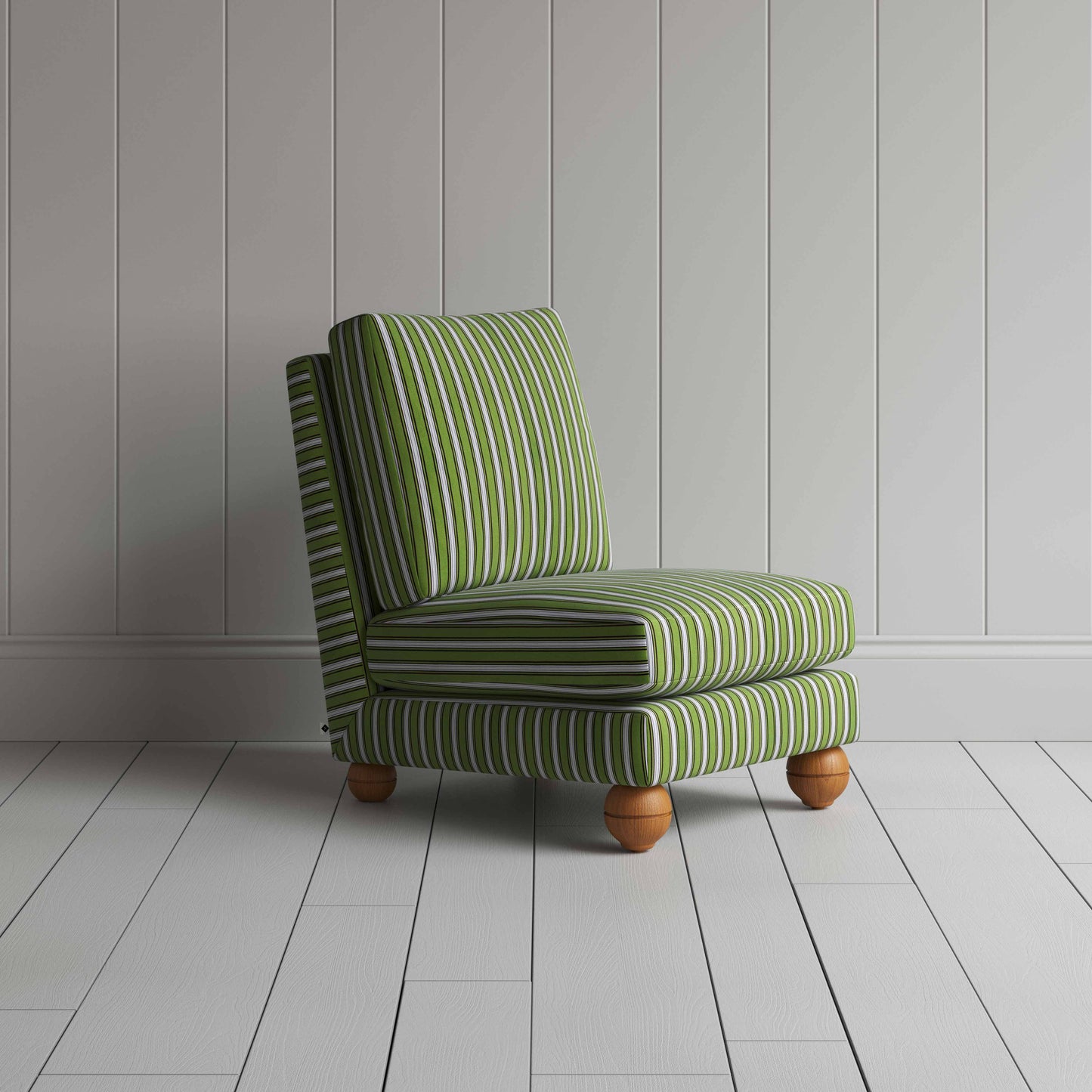 Perch Slipper Armchair in Colonnade Cotton, Green and Wine - NiX By Nicola Harding & Co.