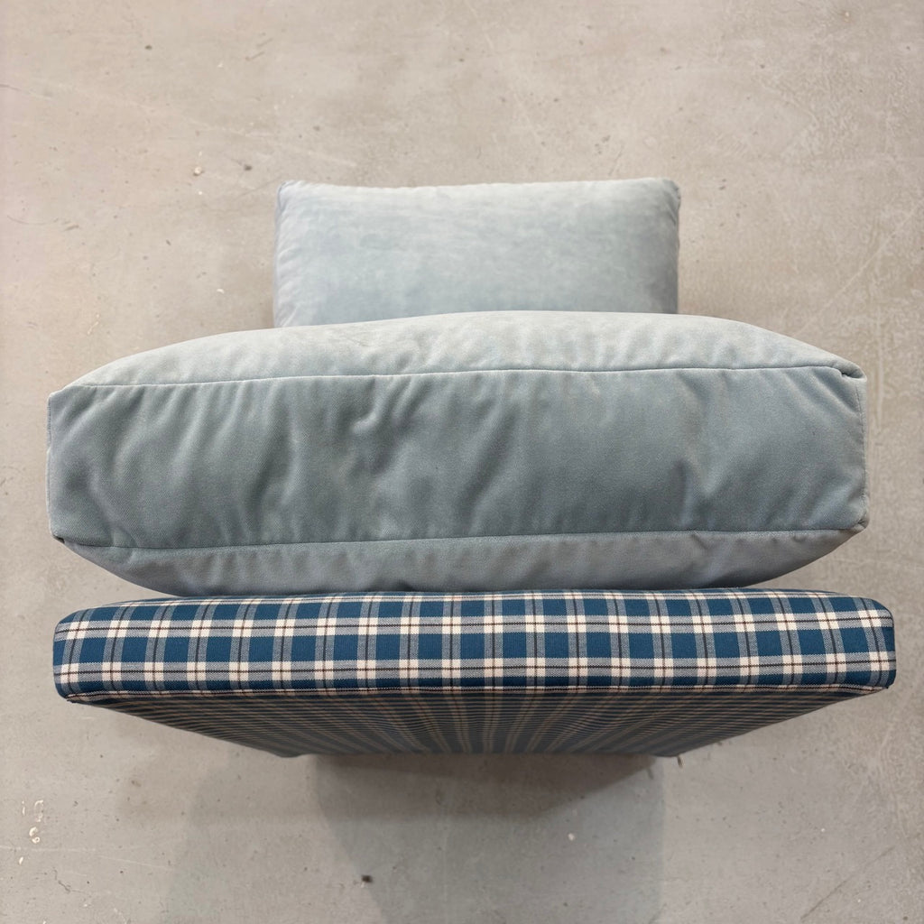 Pre-Loved - Perch Slipper Armchair in Well Plaid Frame and Intelligent Velvet Mineral Seat