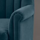Time Out Armchair in Intelligent Velvet Aegean, Arm Design Closeup - NiX