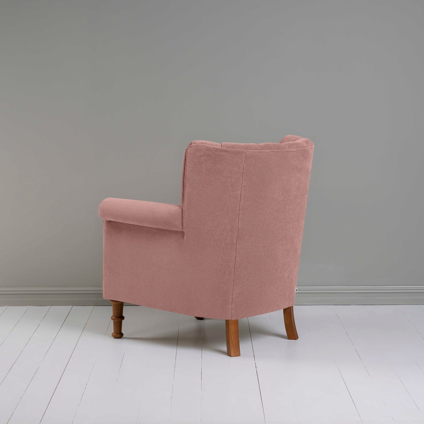 Time Out Armchair in Intelligent Velvet Dusky Pink, Back View - NiX