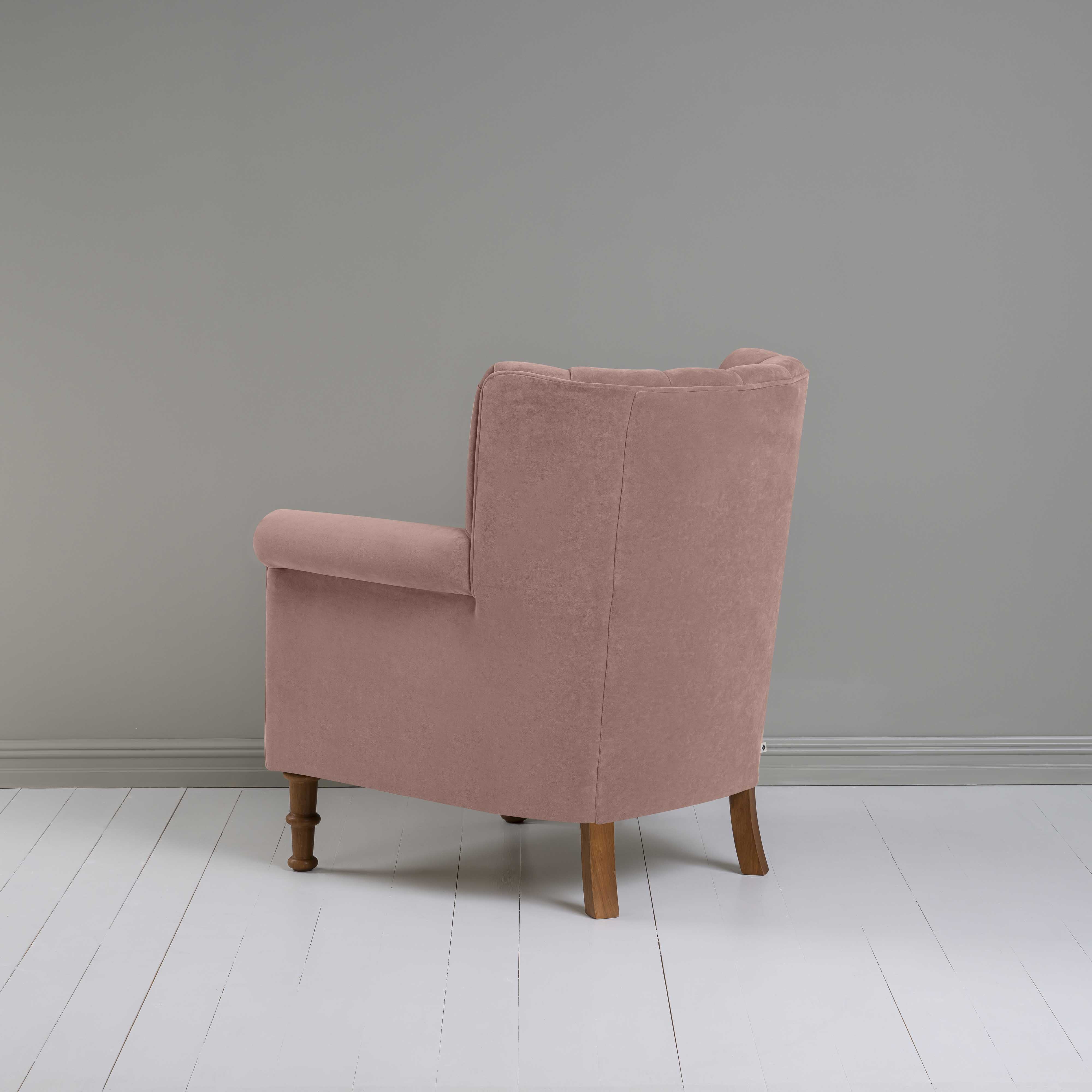 Time Out Armchair in Intelligent Velvet Dusky Pink, Back View - NiX
