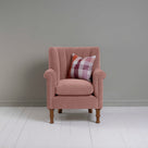 Time Out Armchair in Intelligent Velvet Dusky Pink, Front View With Cushion - NiX