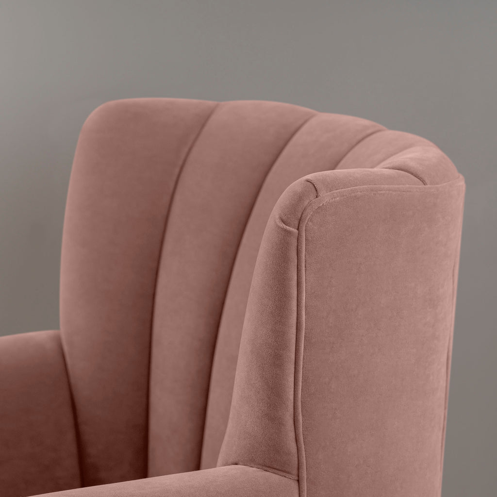 Time Out Armchair in Intelligent Velvet Dusky Pink, Back Rest Design Finishing Closeup - NiX